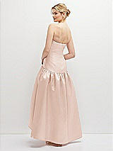 Rear View Thumbnail - Cameo Strapless Fitted Satin High Low Dress with Shirred Ballgown Skirt