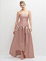 Front View Thumbnail - Neu Nude Strapless Fitted Satin High Low Dress with Shirred Ballgown Skirt