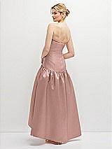 Rear View Thumbnail - Neu Nude Strapless Fitted Satin High Low Dress with Shirred Ballgown Skirt