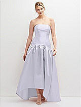 Front View Thumbnail - Silver Dove Strapless Fitted Satin High Low Dress with Shirred Ballgown Skirt