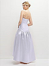 Rear View Thumbnail - Silver Dove Strapless Fitted Satin High Low Dress with Shirred Ballgown Skirt