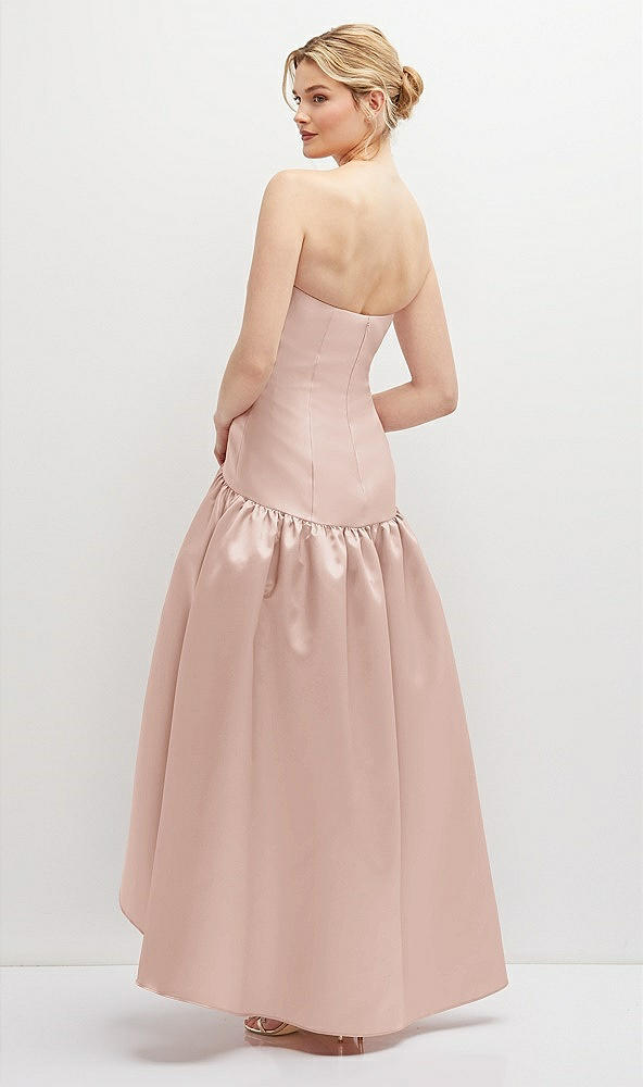 Back View - Toasted Sugar Strapless Fitted Satin High Low Dress with Shirred Ballgown Skirt