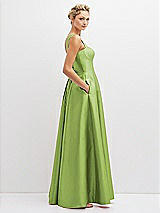 Side View Thumbnail - Mojito Lace-Up Back Bustier Satin Dress with Full Skirt and Pockets