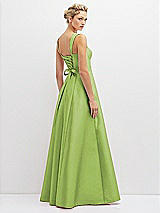 Rear View Thumbnail - Mojito Lace-Up Back Bustier Satin Dress with Full Skirt and Pockets