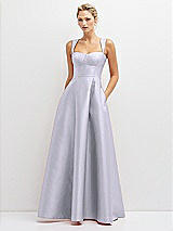 Front View Thumbnail - Silver Dove Lace-Up Back Bustier Satin Dress with Full Skirt and Pockets