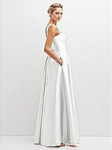 Side View Thumbnail - White Lace-Up Back Bustier Satin Dress with Full Skirt and Pockets