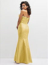 Rear View Thumbnail - Maize Strapless Satin Fit and Flare Dress with Crumb-Catcher Bodice