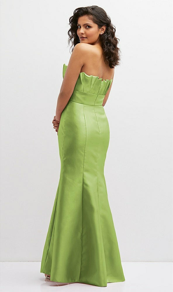Back View - Mojito Strapless Satin Fit and Flare Dress with Crumb-Catcher Bodice