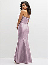 Rear View Thumbnail - Suede Rose Strapless Satin Fit and Flare Dress with Crumb-Catcher Bodice