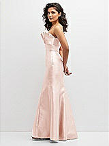 Side View Thumbnail - Blush Strapless Satin Fit and Flare Dress with Crumb-Catcher Bodice