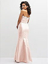 Rear View Thumbnail - Blush Strapless Satin Fit and Flare Dress with Crumb-Catcher Bodice