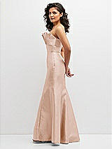 Side View Thumbnail - Cameo Strapless Satin Fit and Flare Dress with Crumb-Catcher Bodice