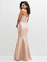 Rear View Thumbnail - Cameo Strapless Satin Fit and Flare Dress with Crumb-Catcher Bodice