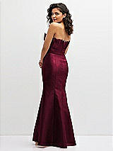 Rear View Thumbnail - Cabernet Strapless Satin Fit and Flare Dress with Crumb-Catcher Bodice