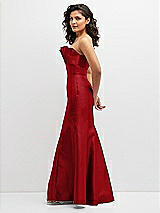Side View Thumbnail - Garnet Strapless Satin Fit and Flare Dress with Crumb-Catcher Bodice