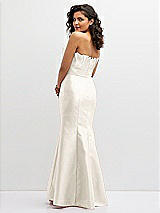 Rear View Thumbnail - Ivory Strapless Satin Fit and Flare Dress with Crumb-Catcher Bodice