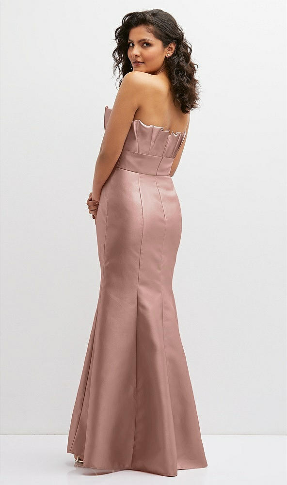Back View - Neu Nude Strapless Satin Fit and Flare Dress with Crumb-Catcher Bodice