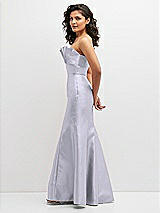 Side View Thumbnail - Silver Dove Strapless Satin Fit and Flare Dress with Crumb-Catcher Bodice