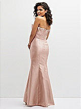 Rear View Thumbnail - Toasted Sugar Strapless Satin Fit and Flare Dress with Crumb-Catcher Bodice