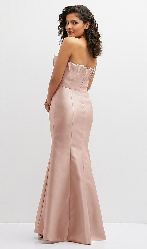 Back View - Toasted Sugar Strapless Satin Fit and Flare Dress with Crumb-Catcher Bodice