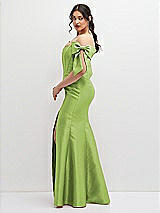 Side View Thumbnail - Mojito Off-the-Shoulder Bow Satin Corset Dress with Fit and Flare Skirt