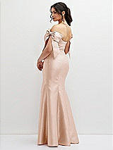 Rear View Thumbnail - Cameo Off-the-Shoulder Bow Satin Corset Dress with Fit and Flare Skirt