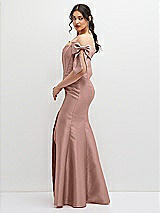 Side View Thumbnail - Neu Nude Off-the-Shoulder Bow Satin Corset Dress with Fit and Flare Skirt