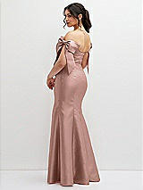 Rear View Thumbnail - Neu Nude Off-the-Shoulder Bow Satin Corset Dress with Fit and Flare Skirt