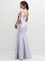 Rear View Thumbnail - Silver Dove Off-the-Shoulder Bow Satin Corset Dress with Fit and Flare Skirt