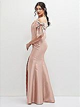 Side View Thumbnail - Toasted Sugar Off-the-Shoulder Bow Satin Corset Dress with Fit and Flare Skirt