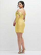 Alt View 4 Thumbnail - Maize Satin Off-the-Shoulder Bow Corset Fit and Flare Mini Dress