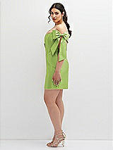 Alt View 3 Thumbnail - Mojito Satin Off-the-Shoulder Bow Corset Fit and Flare Mini Dress