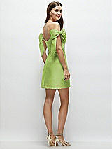 Rear View Thumbnail - Mojito Satin Off-the-Shoulder Bow Corset Fit and Flare Mini Dress