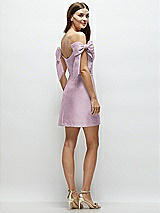 Rear View Thumbnail - Suede Rose Satin Off-the-Shoulder Bow Corset Fit and Flare Mini Dress