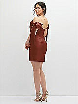 Alt View 4 Thumbnail - Auburn Moon Satin Off-the-Shoulder Bow Corset Fit and Flare Mini Dress