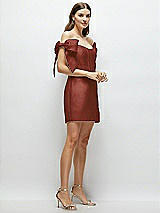 Side View Thumbnail - Auburn Moon Satin Off-the-Shoulder Bow Corset Fit and Flare Mini Dress
