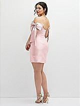 Alt View 4 Thumbnail - Ballet Pink Satin Off-the-Shoulder Bow Corset Fit and Flare Mini Dress