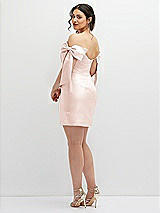 Alt View 4 Thumbnail - Blush Satin Off-the-Shoulder Bow Corset Fit and Flare Mini Dress