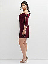 Alt View 3 Thumbnail - Cabernet Satin Off-the-Shoulder Bow Corset Fit and Flare Mini Dress