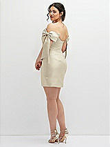 Alt View 4 Thumbnail - Champagne Satin Off-the-Shoulder Bow Corset Fit and Flare Mini Dress