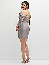 Alt View 4 Thumbnail - Cashmere Gray Satin Off-the-Shoulder Bow Corset Fit and Flare Mini Dress