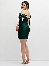 Alt View 4 Thumbnail - Evergreen Satin Off-the-Shoulder Bow Corset Fit and Flare Mini Dress