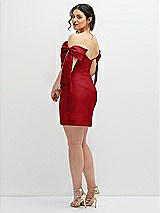 Alt View 4 Thumbnail - Garnet Satin Off-the-Shoulder Bow Corset Fit and Flare Mini Dress
