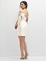 Alt View 4 Thumbnail - Ivory Satin Off-the-Shoulder Bow Corset Fit and Flare Mini Dress