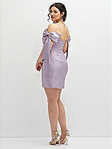 Alt View 4 Thumbnail - Lilac Haze Satin Off-the-Shoulder Bow Corset Fit and Flare Mini Dress