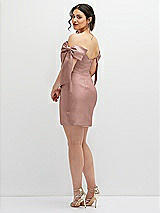 Alt View 4 Thumbnail - Neu Nude Satin Off-the-Shoulder Bow Corset Fit and Flare Mini Dress