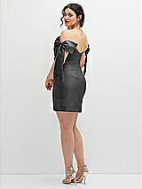 Alt View 4 Thumbnail - Pewter Satin Off-the-Shoulder Bow Corset Fit and Flare Mini Dress