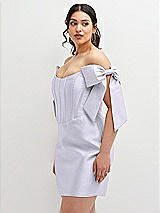 Alt View 1 Thumbnail - Silver Dove Satin Off-the-Shoulder Bow Corset Fit and Flare Mini Dress