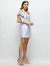 Side View Thumbnail - Silver Dove Satin Off-the-Shoulder Bow Corset Fit and Flare Mini Dress