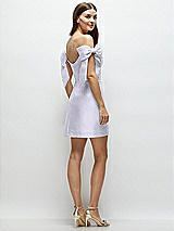Rear View Thumbnail - Silver Dove Satin Off-the-Shoulder Bow Corset Fit and Flare Mini Dress